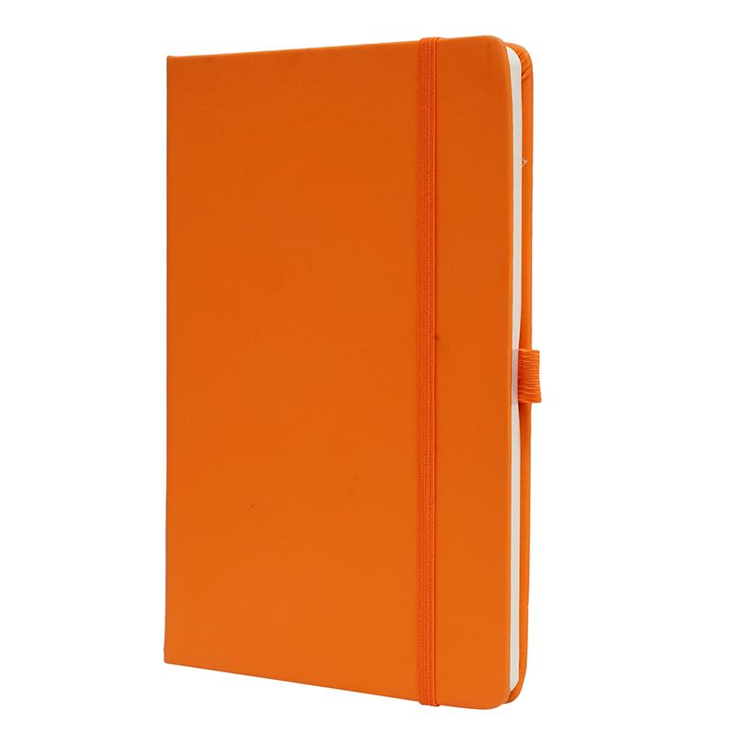 Orange - Pu Leather Note Book With Elastic Band & Pen Holder